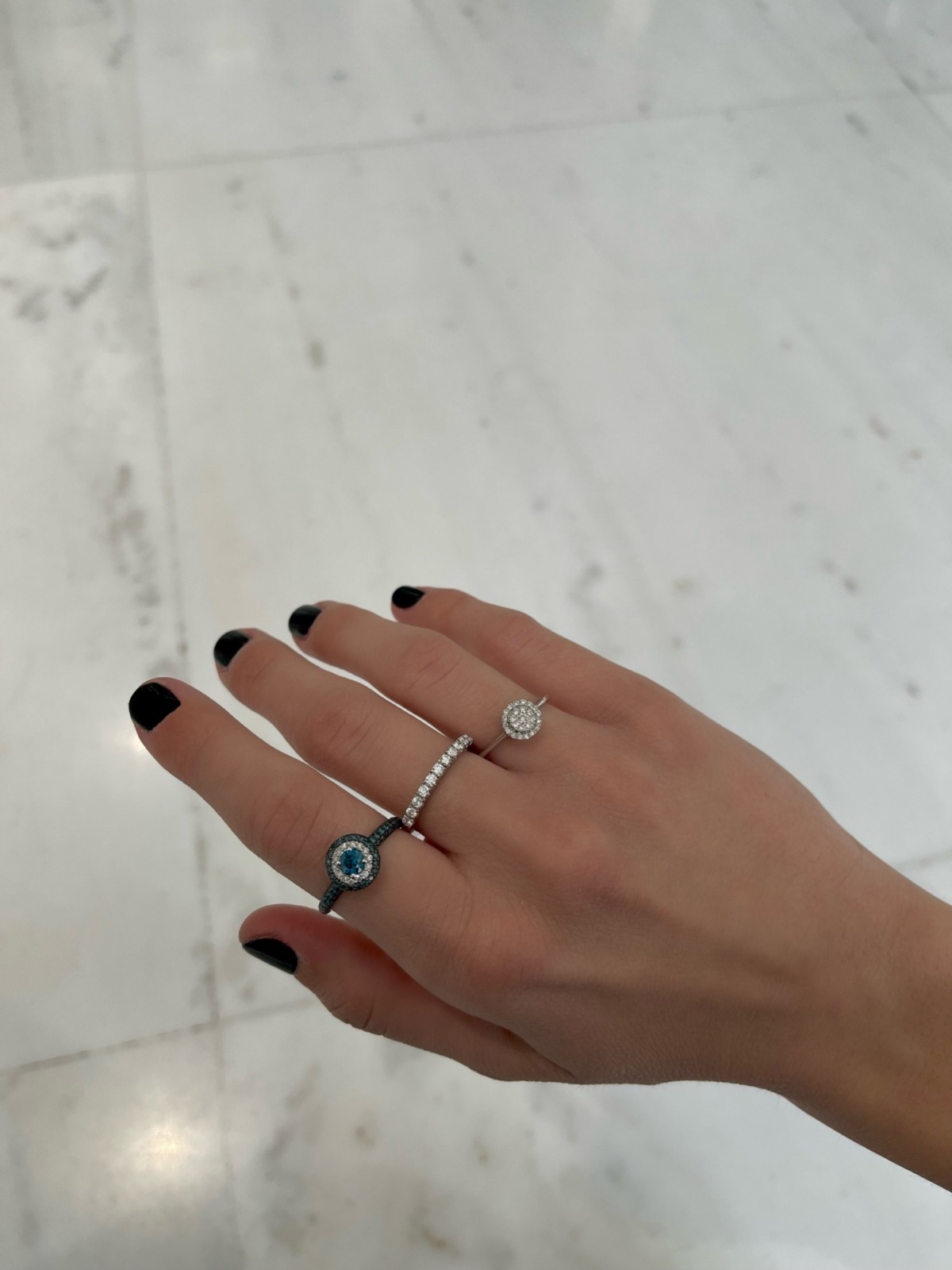 δαχτυλιδι με διαμαντι, λευκοχρυσο δαχτυλιδι με μπλε πετρες